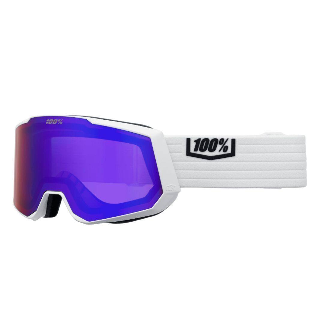 100% - 100 Percent Snowcraft XL White Snow Goggles with HiPER Violet Mirror Lens