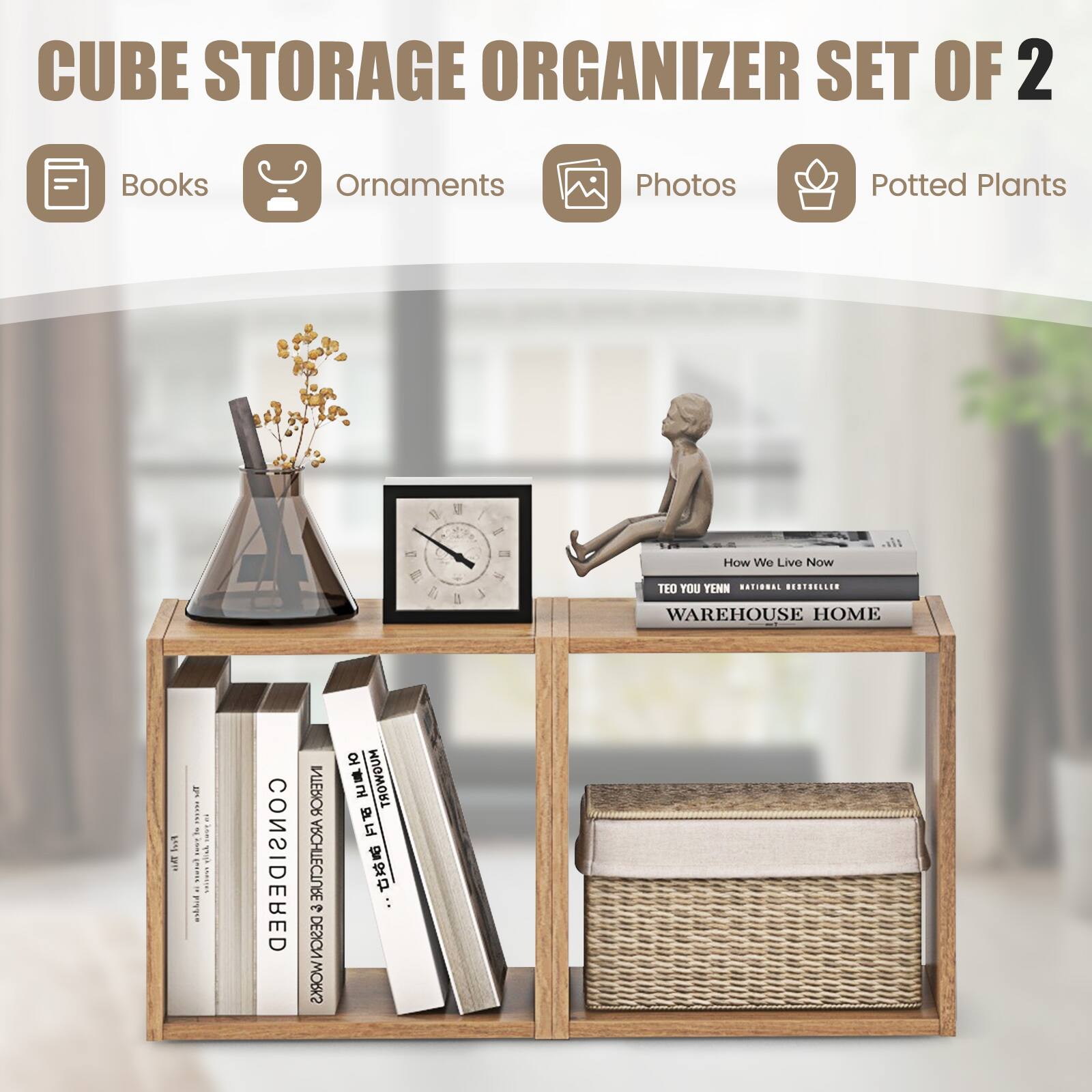 CUBE STORAGE ORGANIZER SET OF 2 Books Ornaments Photos Potted Plants I a  How We Live Now al 3 1 L TEO TOU TYENN EATIS .......... WAREHOUSE HOME hst 1 1 1 1R11801 Pype CONSIDERED INTERIOR ARCHITECTURE 2 OREO BK2   TROWOUM  