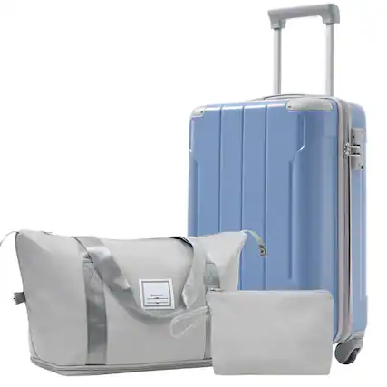 Front. BreeBe - 20" Carry-On Luggage Set 3 Piece with Spinner Wheels, Lightweight Hardshell ABS Suitcase for Weekend Getaways & Travel - Glacier Lake.
