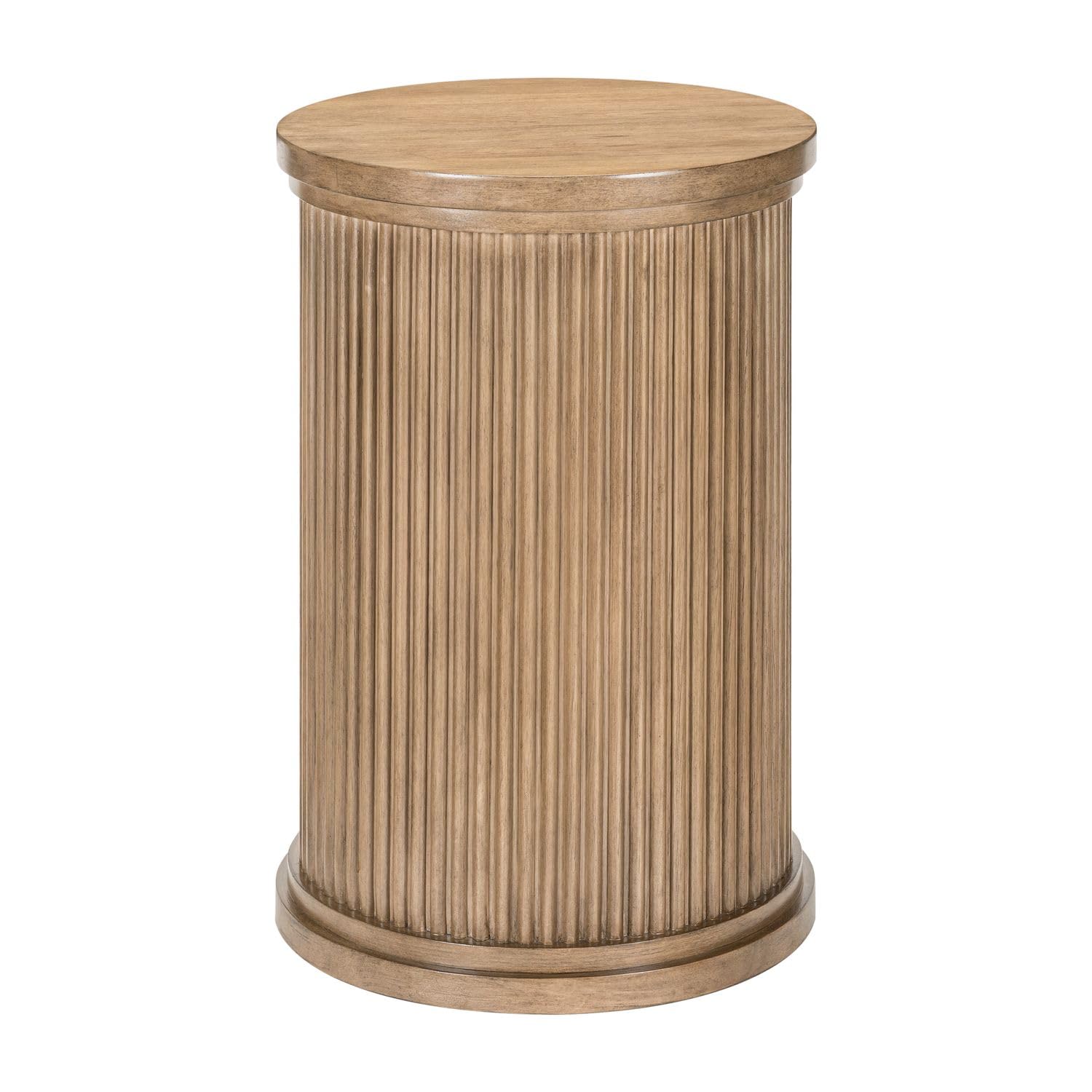 Left. Liberty Furniture Industries - Haven Hills Round Chairside Table for Living Room - Camel Beige Birch Wood - Camel Beige.