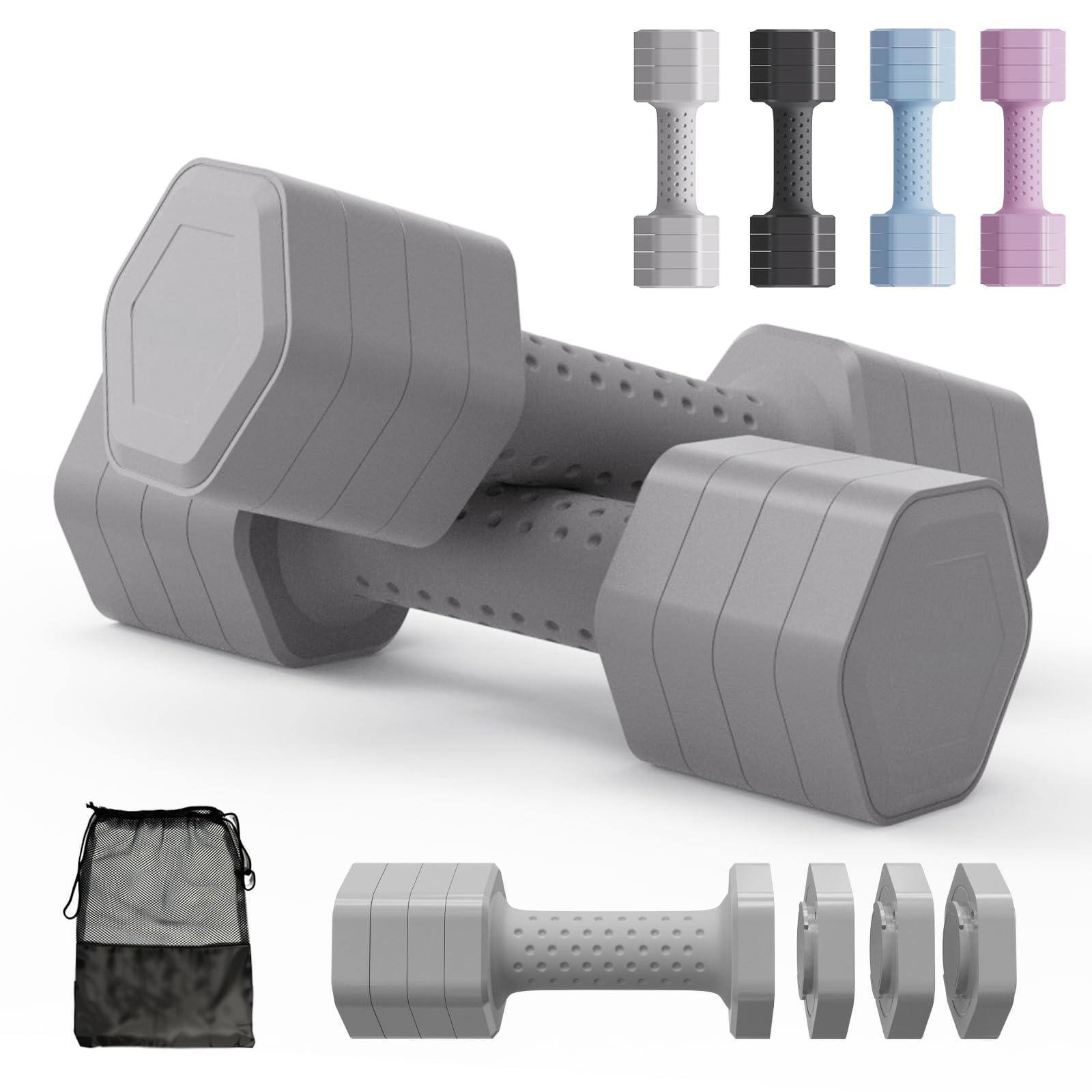 Front. Refined Abode Design - Adjustable Dumbbell Set Of 2 1 Free Weights Dumbbells Hand For Women At Home With Non slip Comfort Handle Gym - Gray.