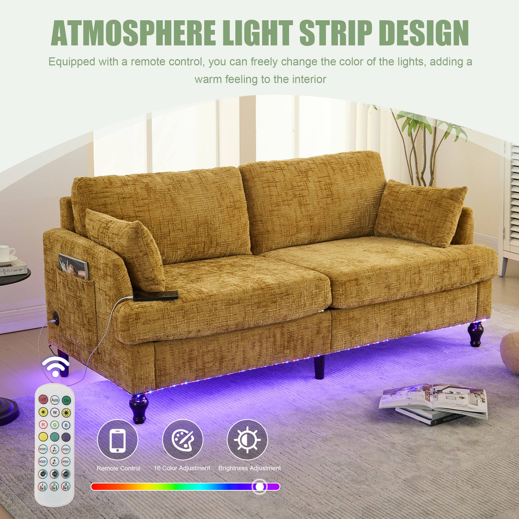ATMOSPHERE LIGHT STRIP DESIGN

Equipped with a remote control, you can freely change the color of the lights, adding a warm feeling to the interior.

- Remote Control
- 16 Color Adjustment
- Brightness Adjustment