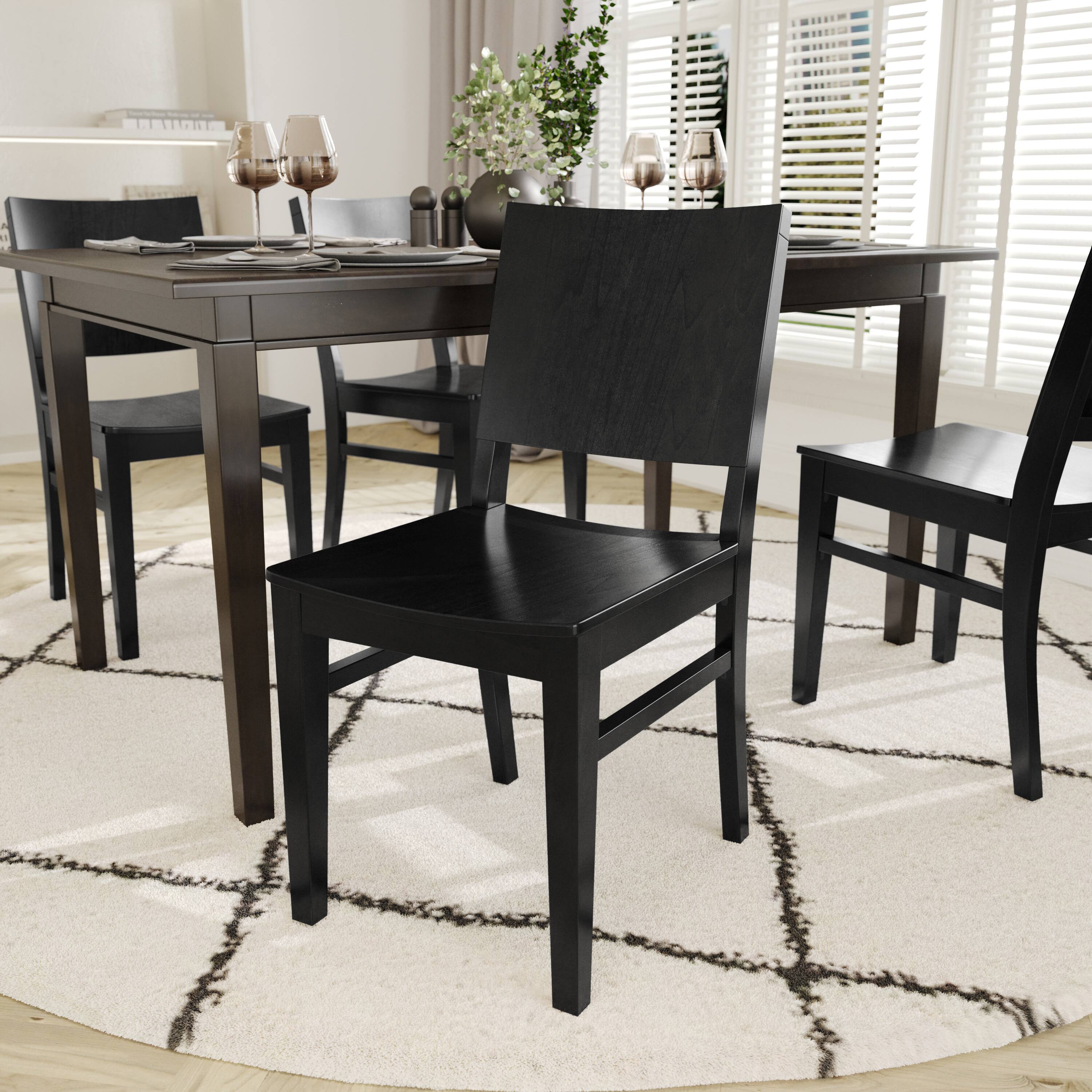 Alt View 1. Emma + Oliver - Spencer Dining Chair with Curved Backrest and Solid Wood Construction - Black.