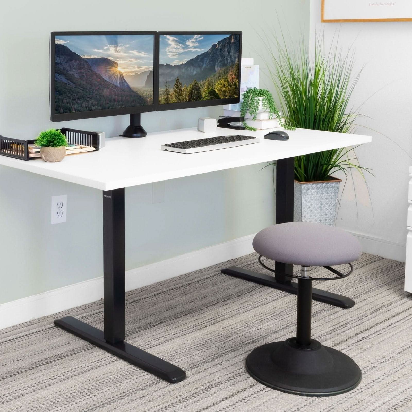 Angle. Mount-It! - Dual Monitor Desk Mount for Up to 27″ Screens – Height Adjustable Tilt & Swivel Arms, Black - Black.