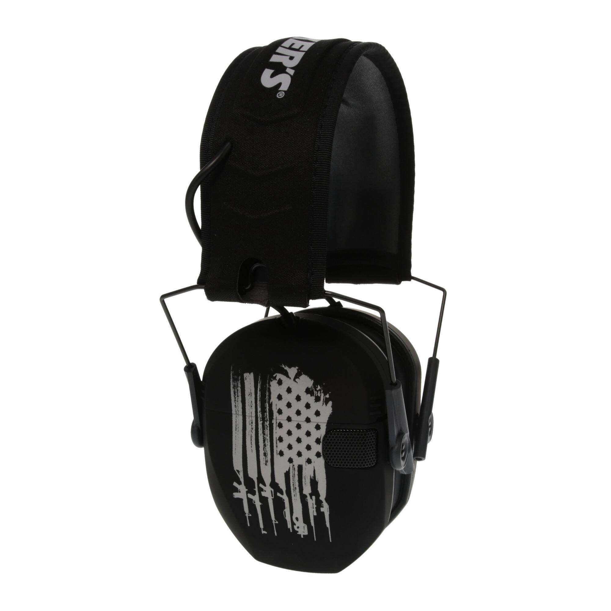 Front. Walker’s - Walkers Game Ear Razor Freedom Series Muffs (Flag) - Black.