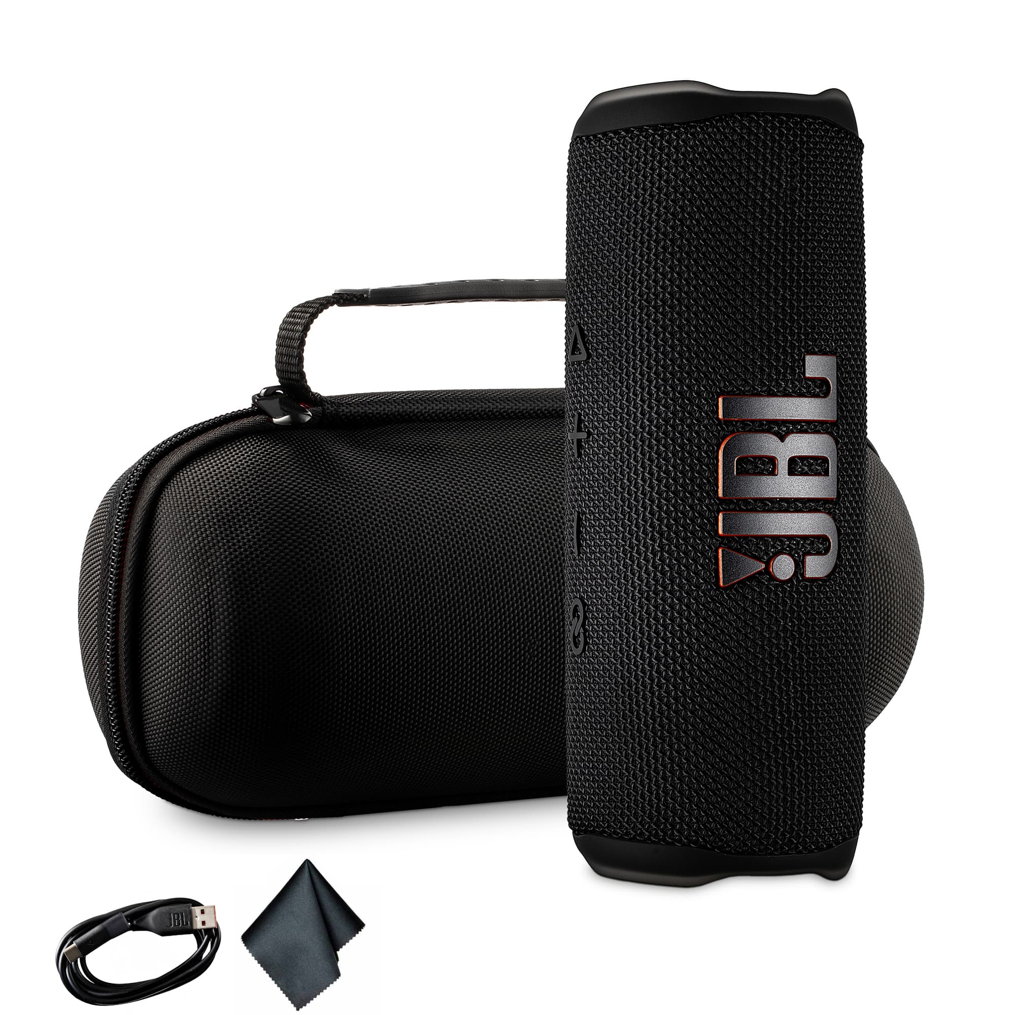 Front. JBL - JBL Flip 6 Portable Bluetooth Speaker, deep bass, IPX7 waterproof, for home with Travel Case - Black.