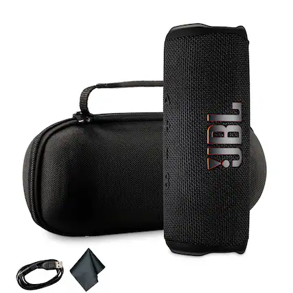 Front. JBL - JBL Flip 6 Portable Bluetooth Speaker, deep bass, IPX7 waterproof, for home with Travel Case - Black.