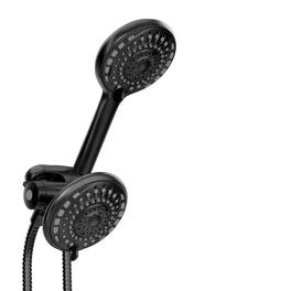 Akicon - 2-in-1 Rain Shower Head with Handheld Spray Combo 6-Setting Anti-Clog Nozzles 2.5 gpm - Black