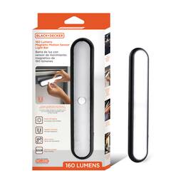 Black+Decker - 160LM LED Light Bar, Touchless Motion Sensor, Magnetic Mount, Powered with AAA Batteries, Slim and Portable - Black