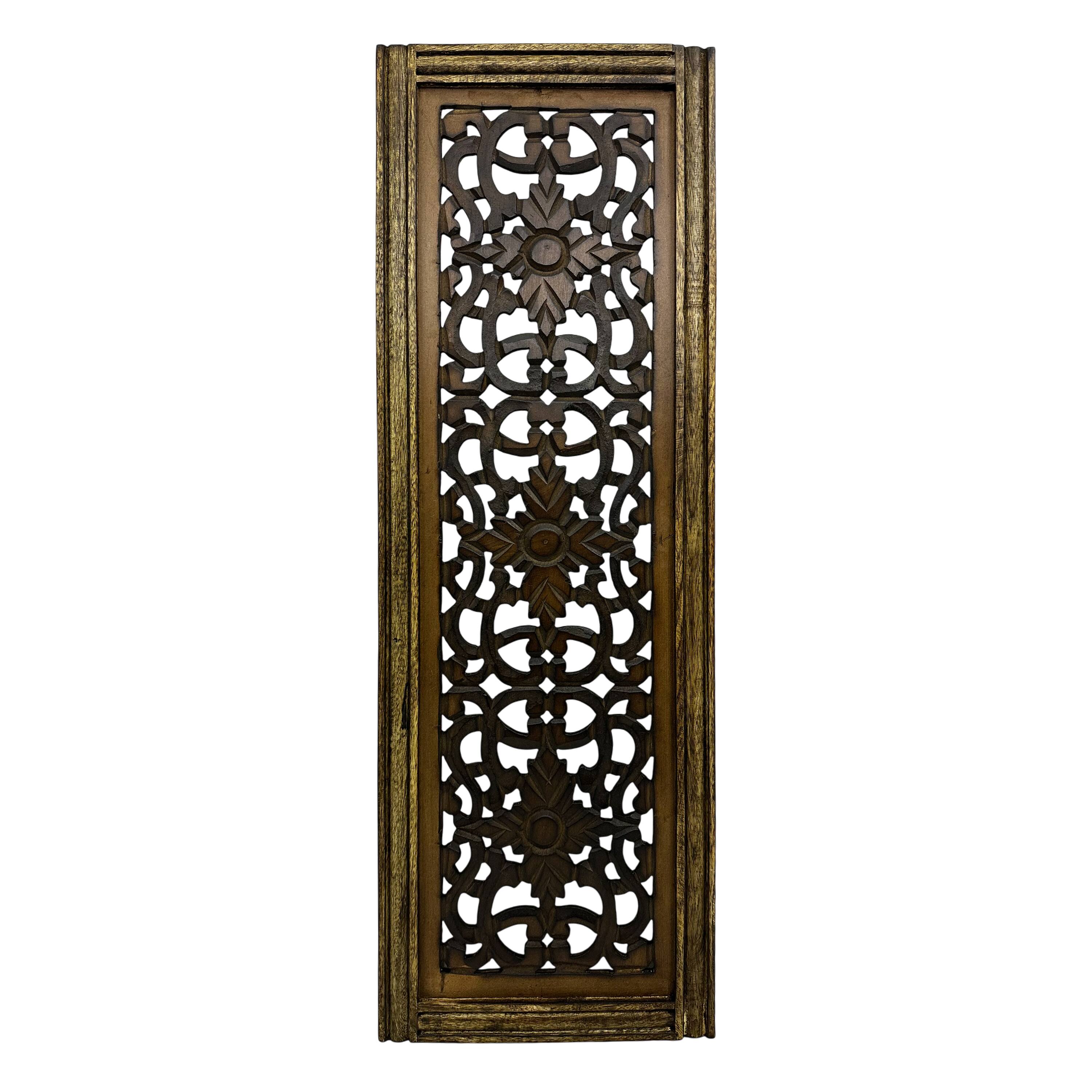 Back. Manhattan Lane - Benzara Floral Hand Carved Wooden Wall Panels, Assortment of Two - Brown.
