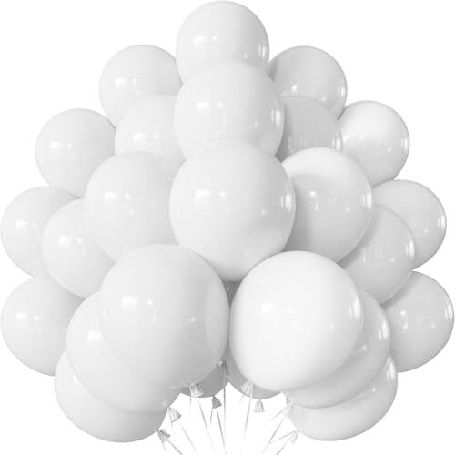 Front. Vulpecula Spade - White Balloons Latex Party Balloons - 12 Inch White Balloon Round Party Balloon for Birthday Wedding Baby Shower - White.