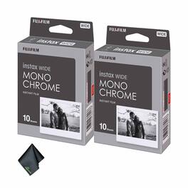 Fujifilm - 2xFUJIFILM INSTAX Wide Monochrome Instant Film (10 Exposures), Microfiber Cleaning Cloth, Bundle