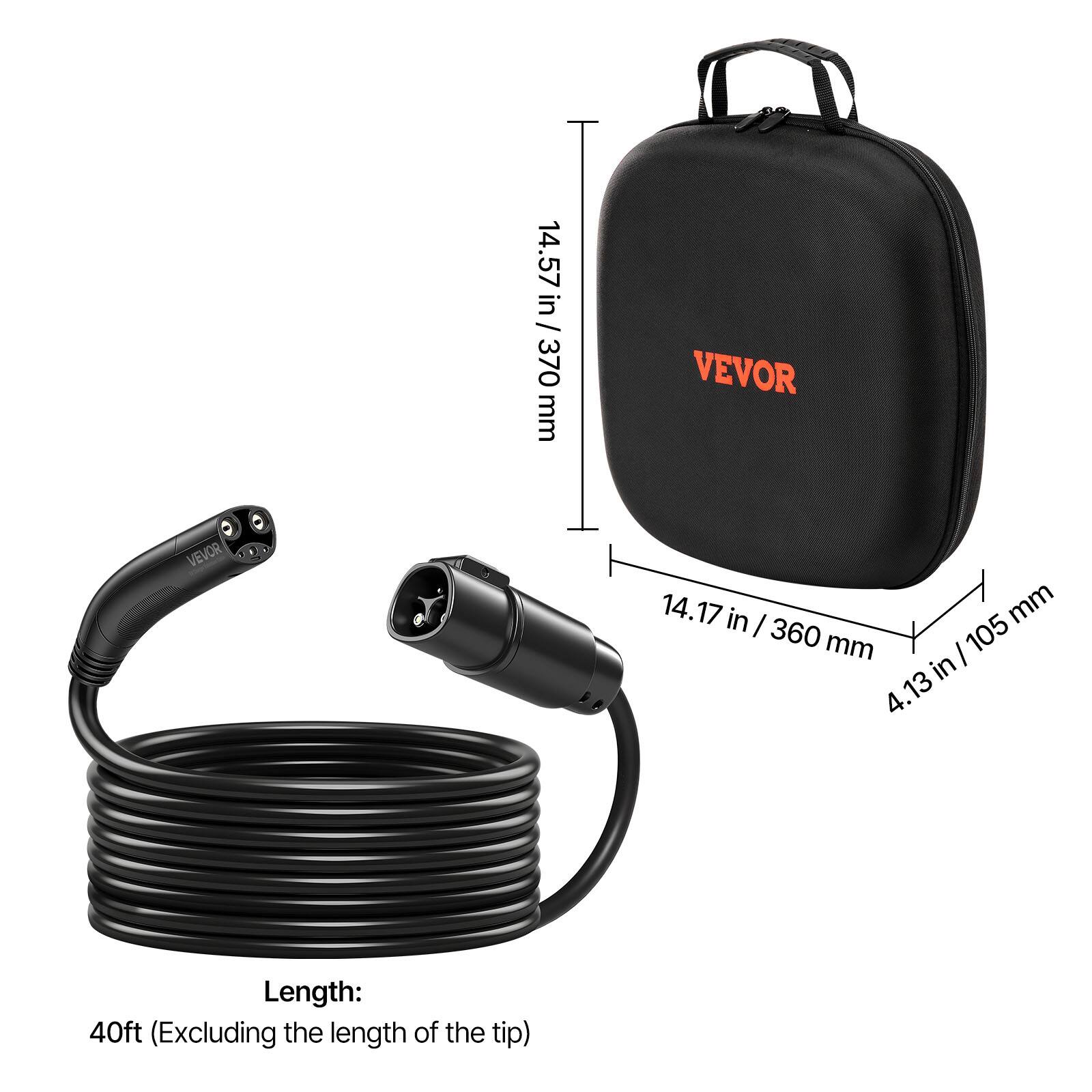 14.57 in / 370 mm  
14.17 in / 360 mm  
4.13 in / 105 mm  

Length: 40ft (Excluding the length of the tip)