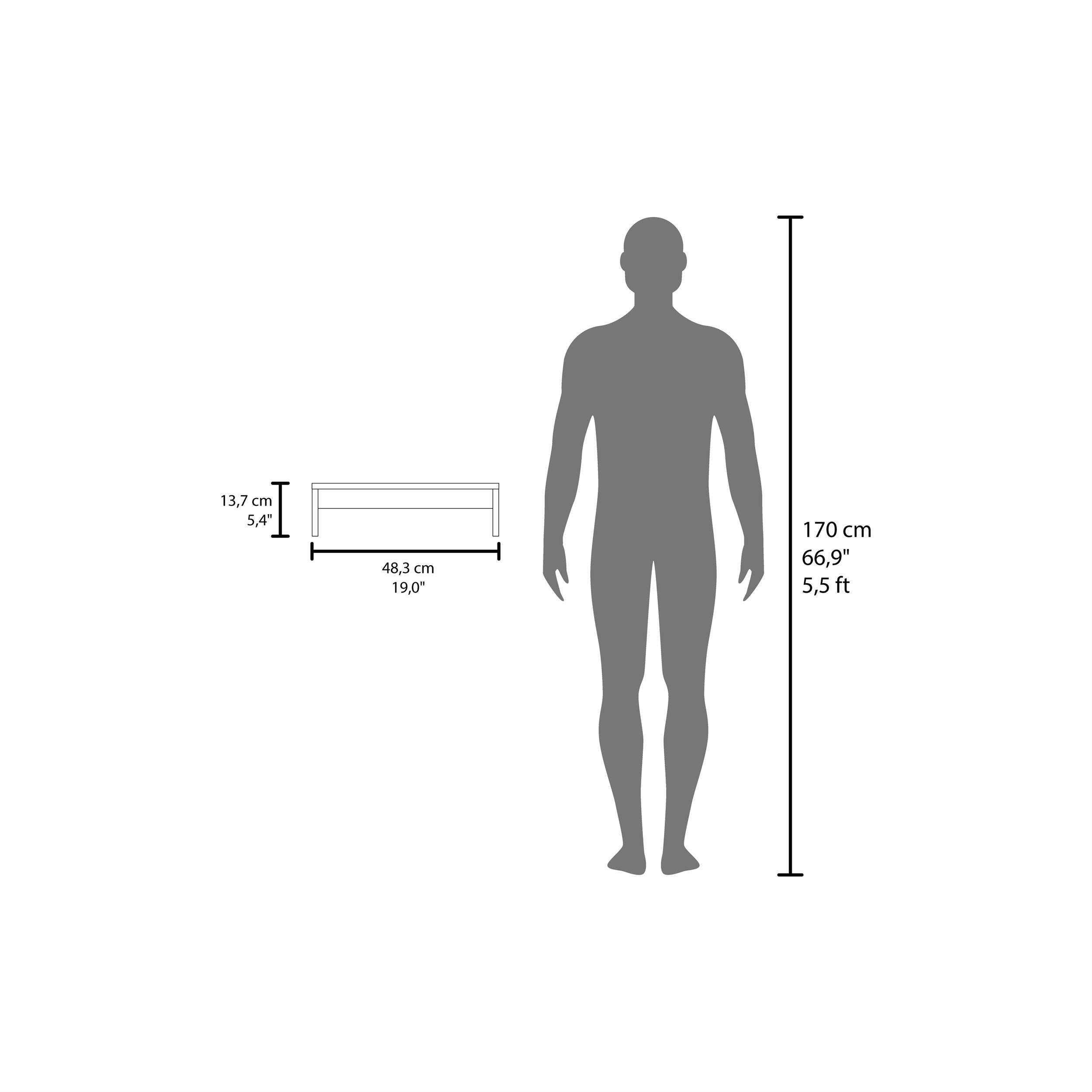 13,7 cm 5,4"  
48,3 cm 19,0"  
170 cm 66,9" 5,5 ft