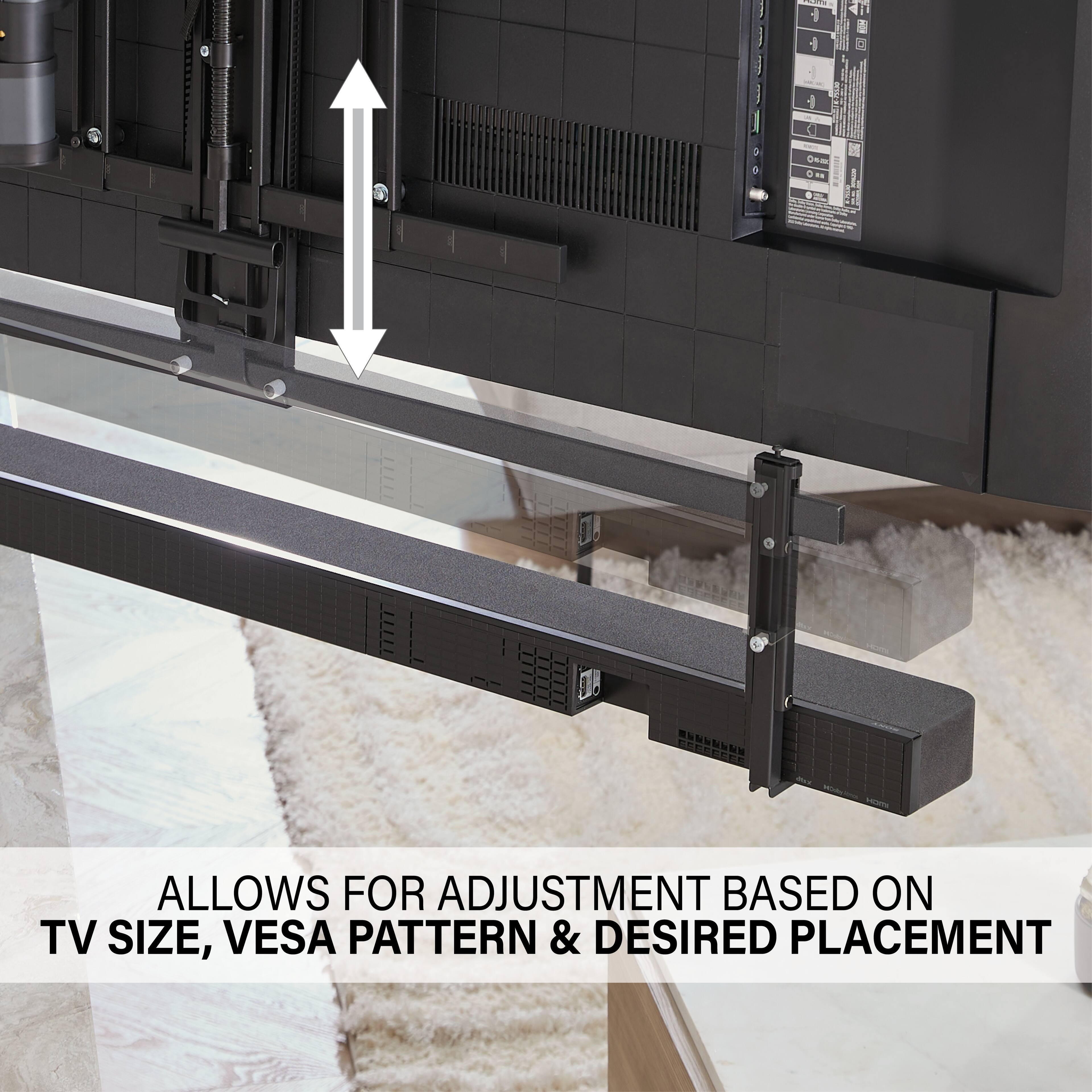 Allows for adjustment based on TV size, VESA pattern & desired placement