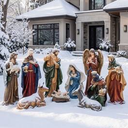 Glitzhome - 23.75"H Majestic Oversized Resin Nativity Figurine Set - Multi-Colored