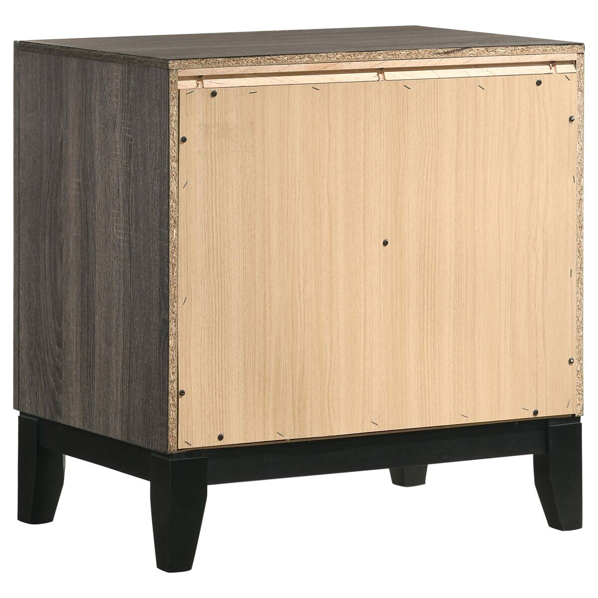 Alt View 1. Loheer - Loheer Grey Oak Two Drawer Nightstand with Metal Handles for Bedroom Storage - Grey Oak.