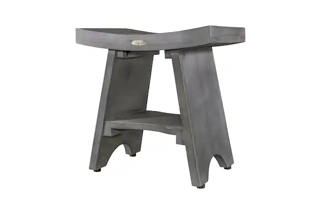 Front. CoastalVogue - CoastalVogue® Serenity® 18" Teak Wood Shower Bench in Antique Gray Finish - Antique Gray.