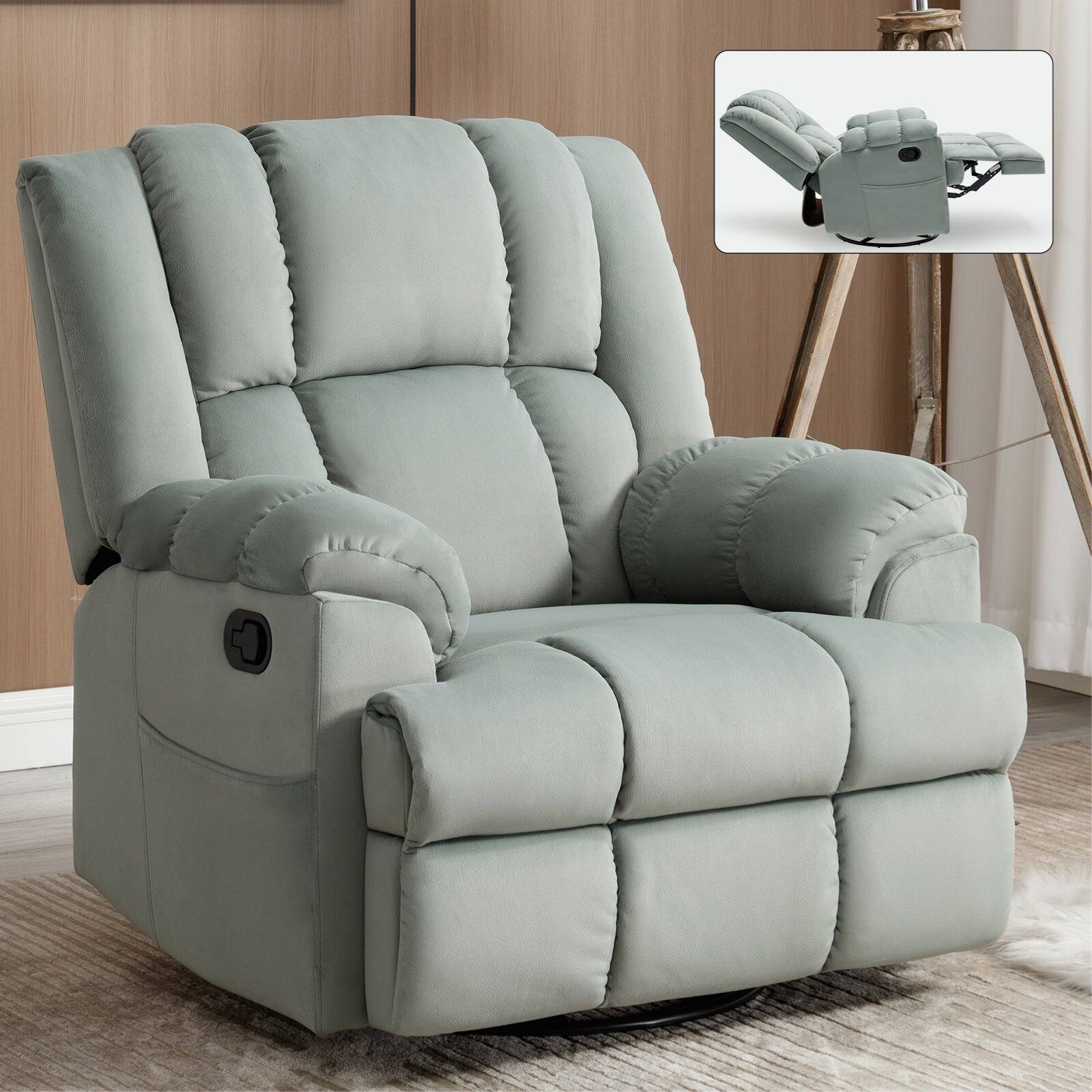 Alt View 2. Boyel Living - Manual Recliner Chair with Rocker and Swivel in Fabric for Living Room - Light Green.