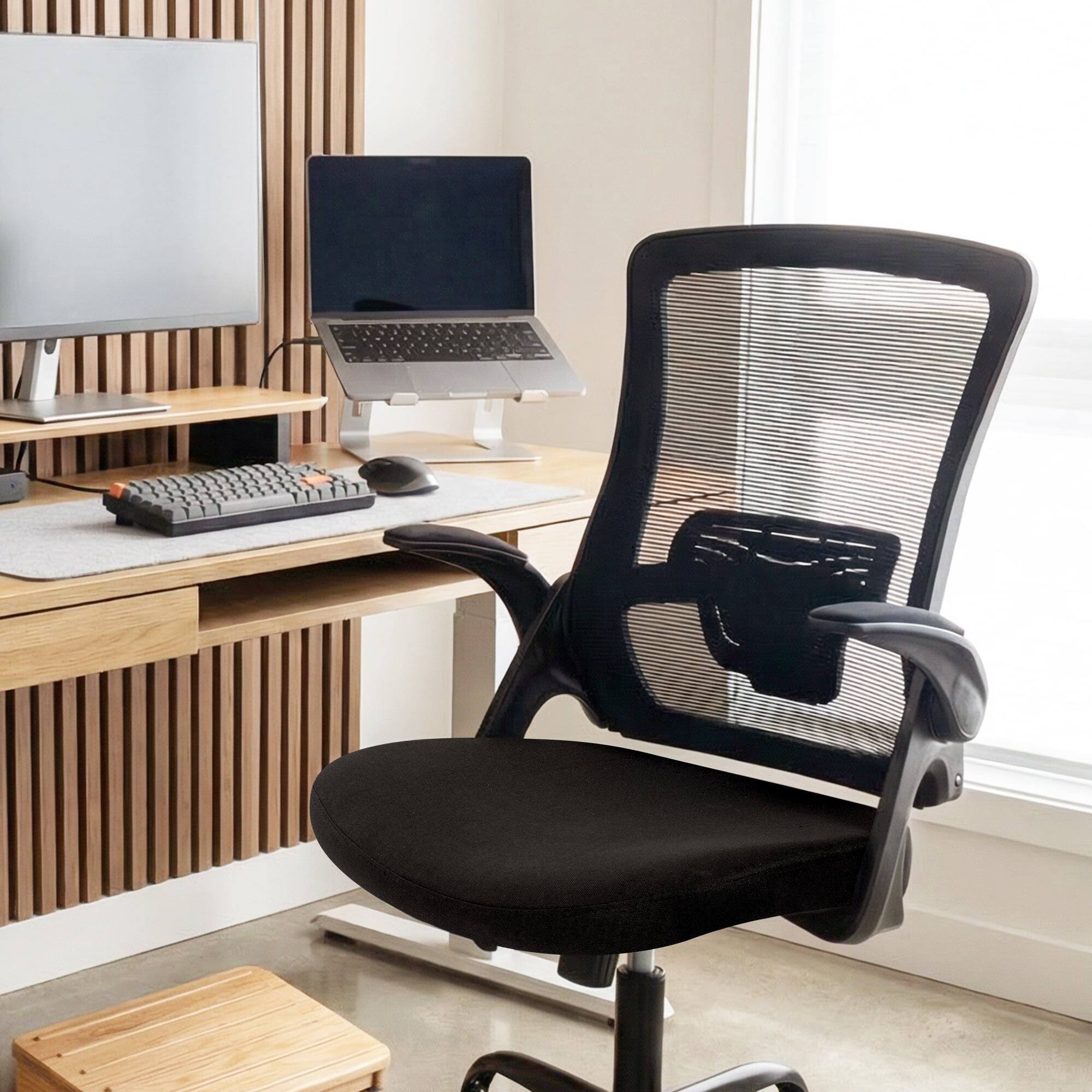 Alt View 7. Neo Chair - Ergonomic Office Chair, High-Back Mesh Computer Chair with Adjustable Height, Flip-Up Armrests & Lumbar Support - Steel Base-Black.