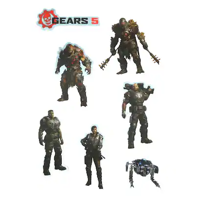 Front. Toynk - Gears of War 5 Fridge Magnet Stickers | 6 Character Designs | 7 x 10 Sheet - Blue.
