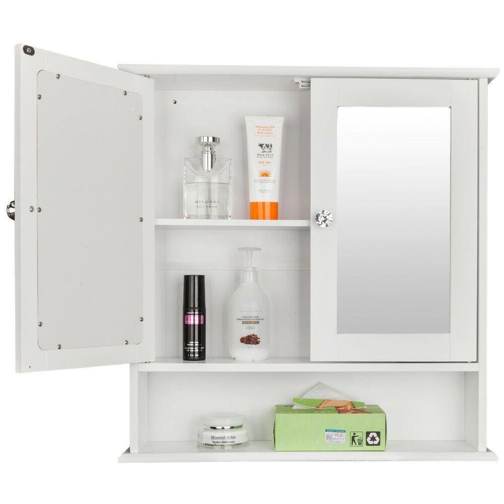 Alt View 2. Winado - Wall Mount Bathroom Storage Cabinet Kitchen Cupboard Organizer W/ Mirror Doors - White.