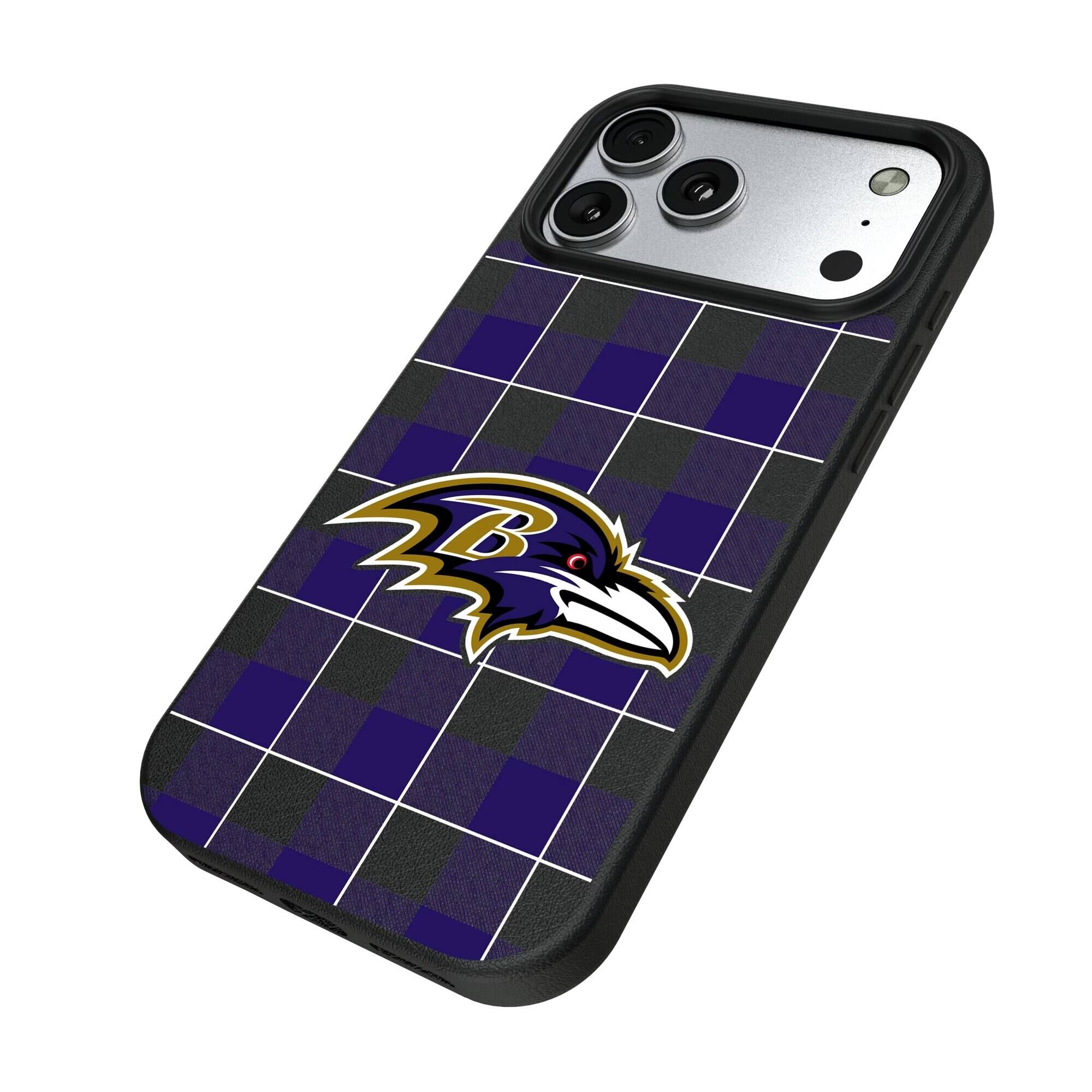 Alt View 1. Keyscaper - Baltimore Ravens Plaid Magnetic Bump iPhone Case - 17 Air - Black.
