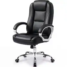 Celtoss - Executive Office Chair, Ergonomic High Back Faux Leather Chair with Lumbar Support & Swivel Rolling Wheels - 2. Jet Black