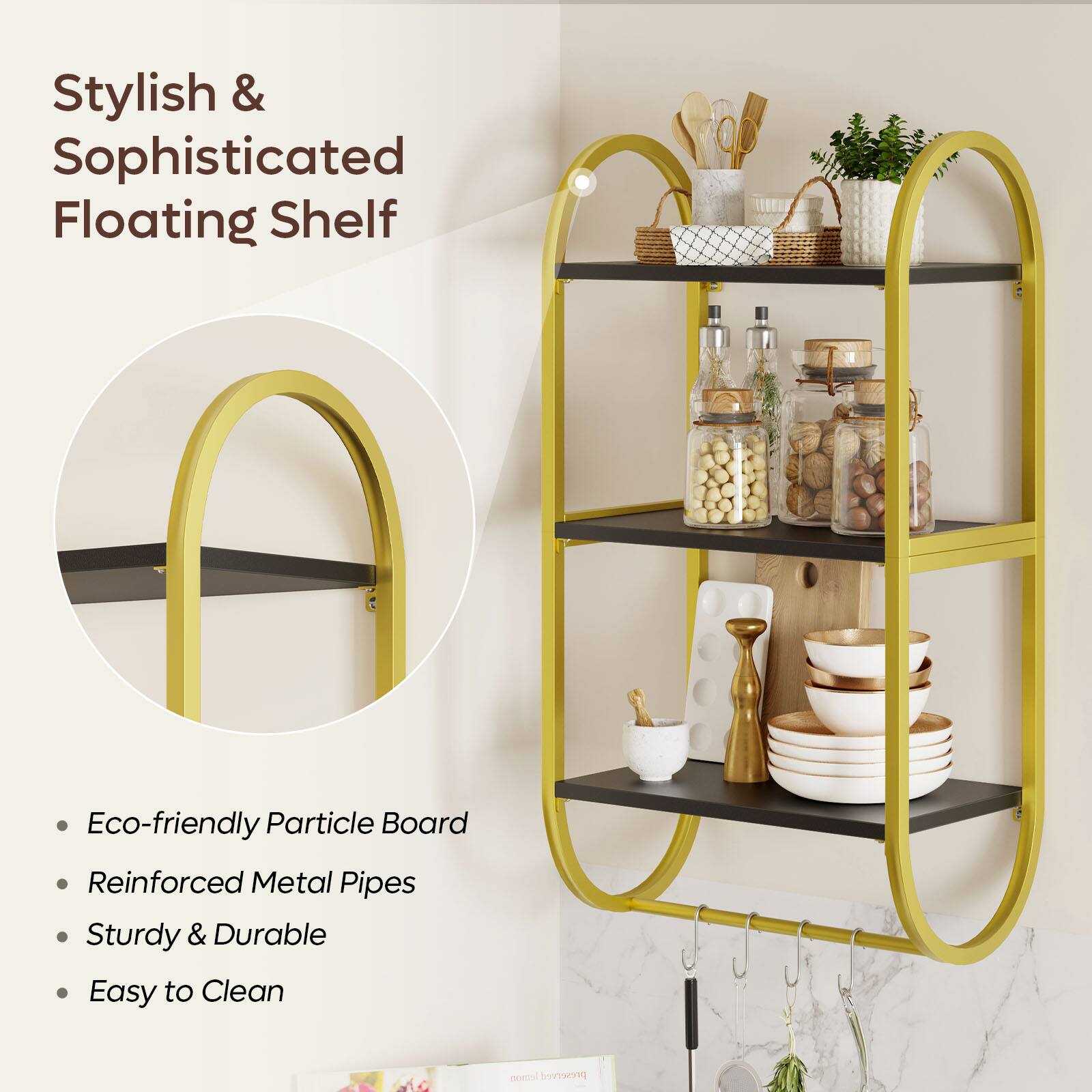 Stylish & Sophisticated Floating Shelf

Eco-friendly Particle Board
Reinforced Metal Pipes
Sturdy & Durable
Easy to Clean

norm preserved