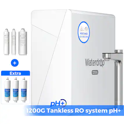 WD-2 F2 - WUHEIA - W WDX12-F3 I C - - - NSF/ANSI 42 & 58 & 372 + Extra Waterdrop 1200G Wanedroo ano witendito . | 2 rabrrdio pH+ + 1200G Tankless RO system pH+