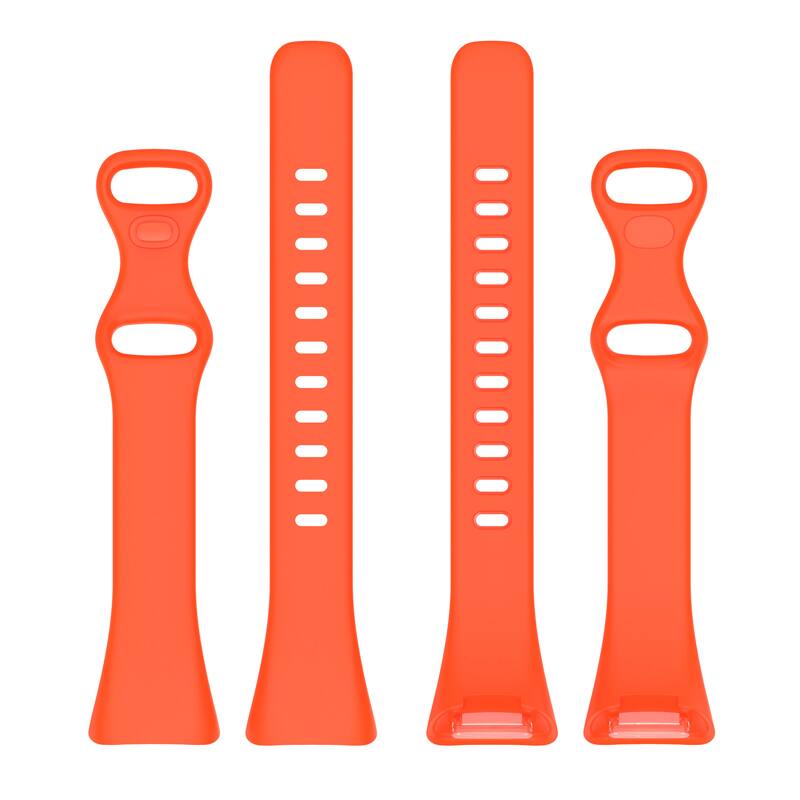 Left. StrapsCo - Slim Active Band Silicone Rubber Watch Strap For Fitbit Charge 6 - Orange.