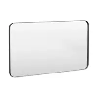 LOVMOR - 55 in. W x 30 in. H Tempered Glass Rounded Rectangle Framed Wall-Mounted Bathroom Vanity Mirror in Black - Black - Angle_Zoom