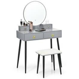 Ecooso - 1-Mirror Vanity Table Set with Storage Drawers for Bedroom Makeup Area - Gray