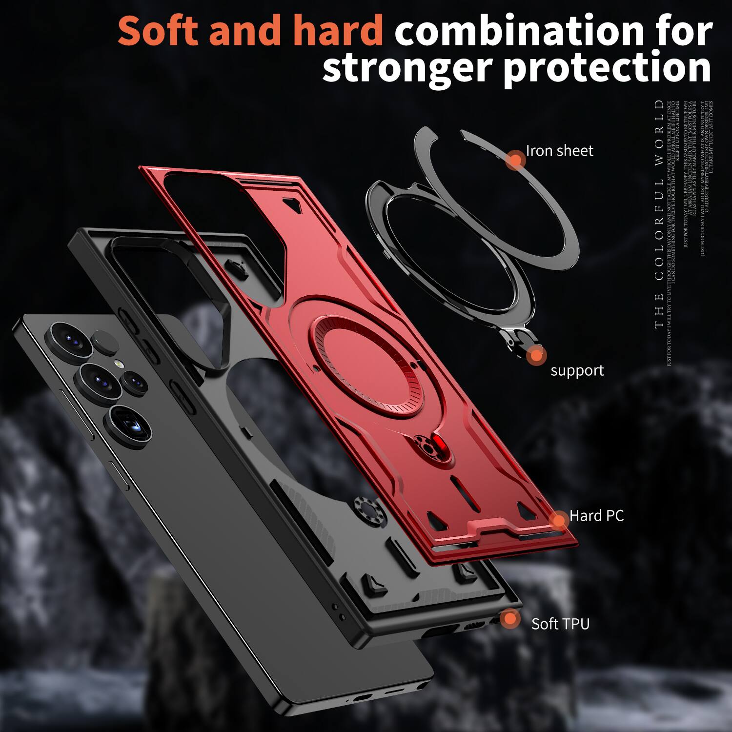 Soft and hard combination for stronger protection

Iron sheet

Hard PC

Soft TPU