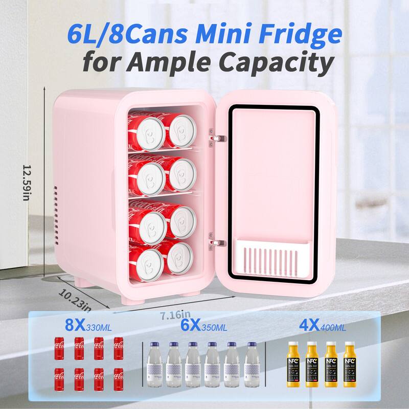 6L/8Cans Mini Fridge for Ample Capacity

12.59in x 10.23in x 7.16in

8 x 330ML
6 x 350ML
4 x 400ML