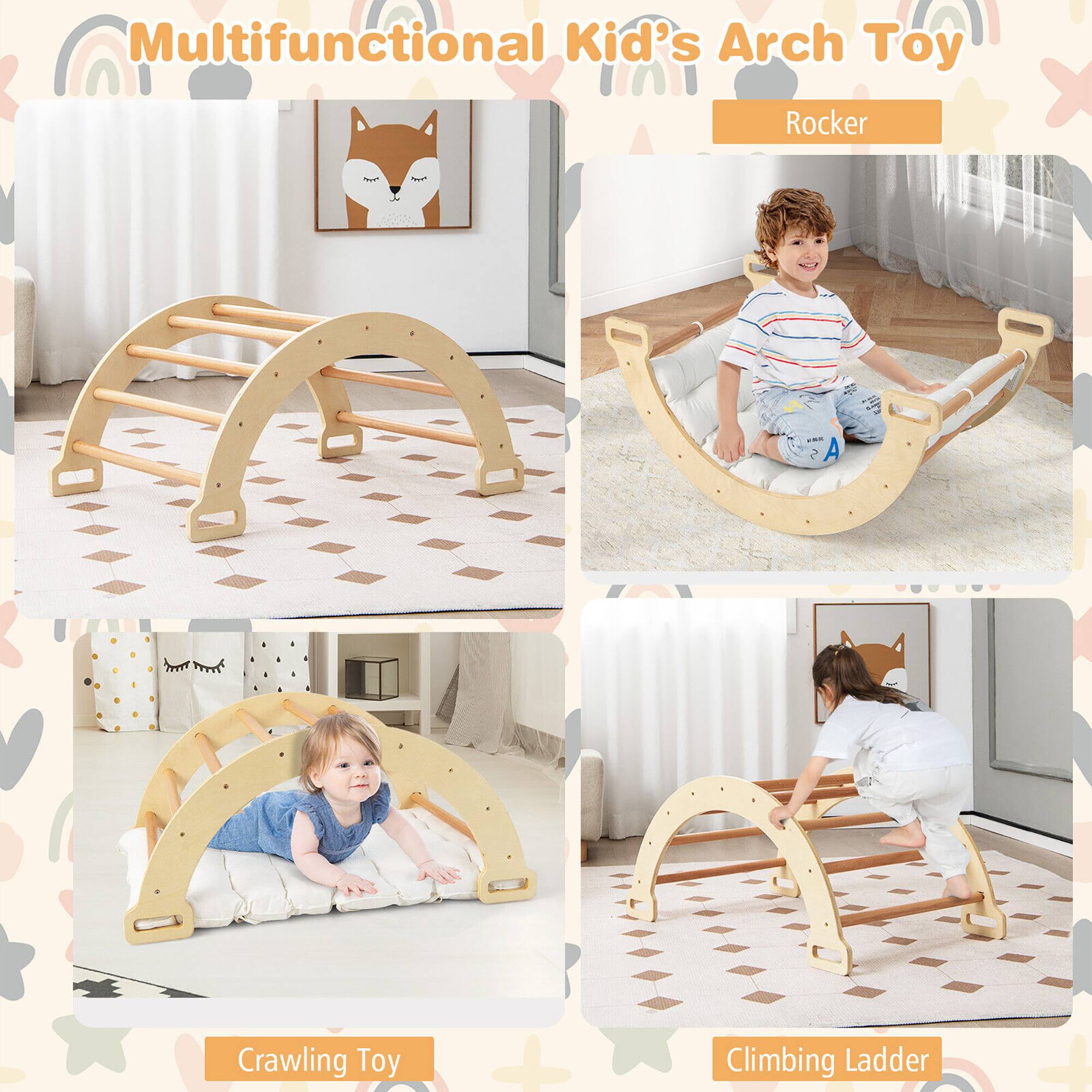 Multifunctional Kid's Arch Toy

- Rocker
- Crawling Toy
- Climbing Ladder