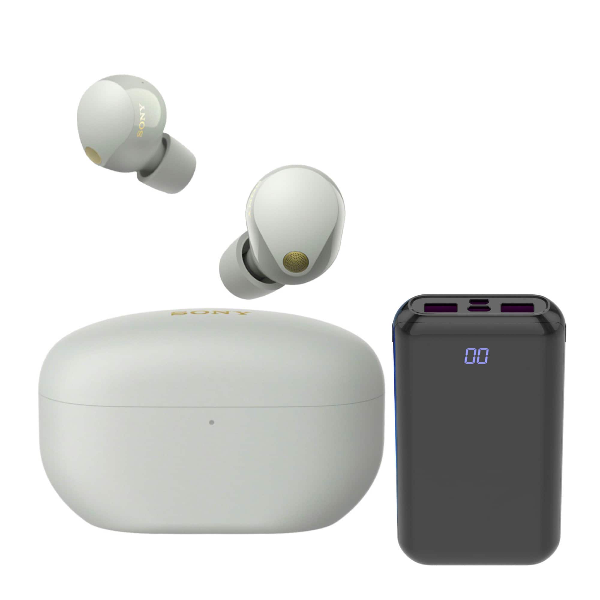 Sony - WF-1000XM5 Truly Wireless Noise Canceling Earbuds Bundle - Silver