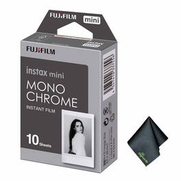 Fujifilm - INSTAX MINI Instant Film (10 Exposures), Microfiber Cleaning Cloth, Bundle - Monochrome