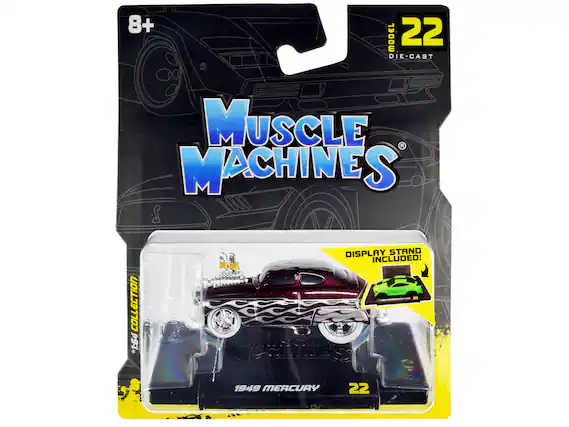 8+ MODEL 22 DIE-CAST
MUSCLE MACHINES
1:64 COLLECTION
DISPLAY STAND INCLUDED!
1949 MERCURY