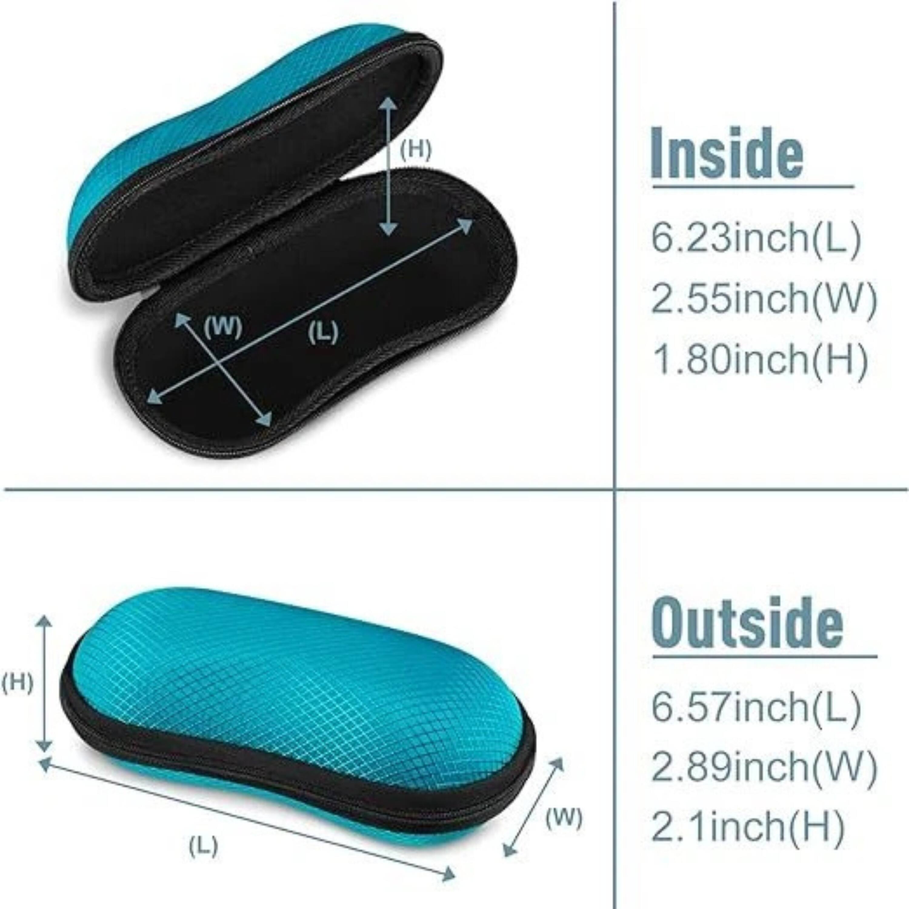 Inside: 6.23 inch (L) x 2.55 inch (W) x 1.80 inch (H)  
Outside: 6.57 inch (L) x 2.89 inch (W) x 2.1 inch (H)