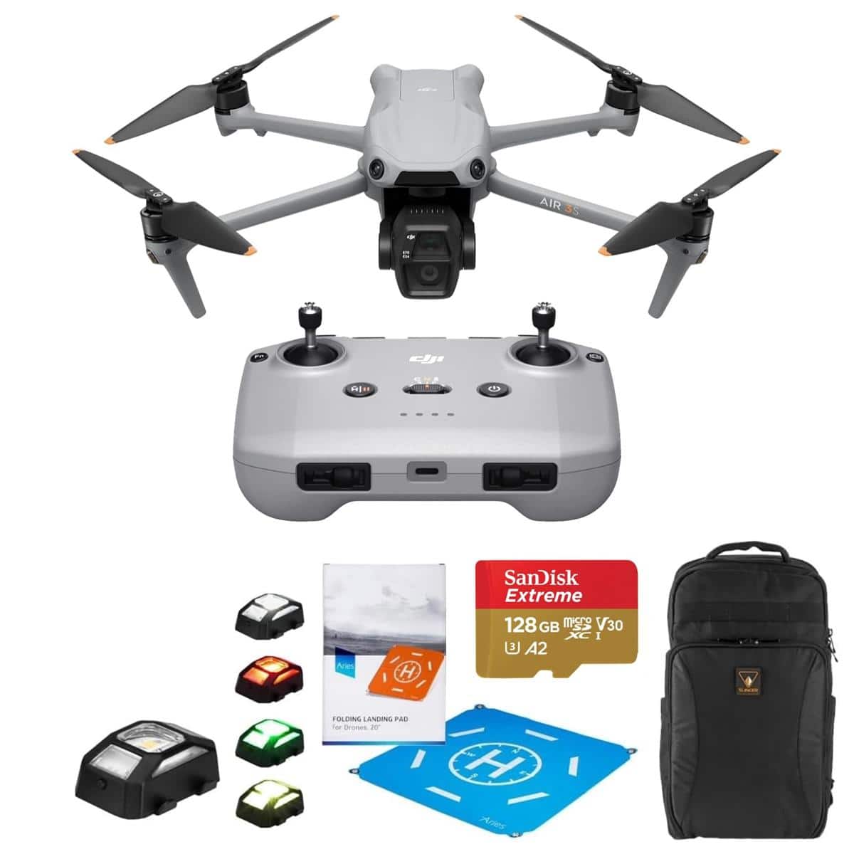 Bundle - DJI - Air 3S Drone with RC-N3 Remote Controller, with 128GB Memory Card, Strobe Light, Landing Pad Pro and Backpack price history on PriceWatchPro