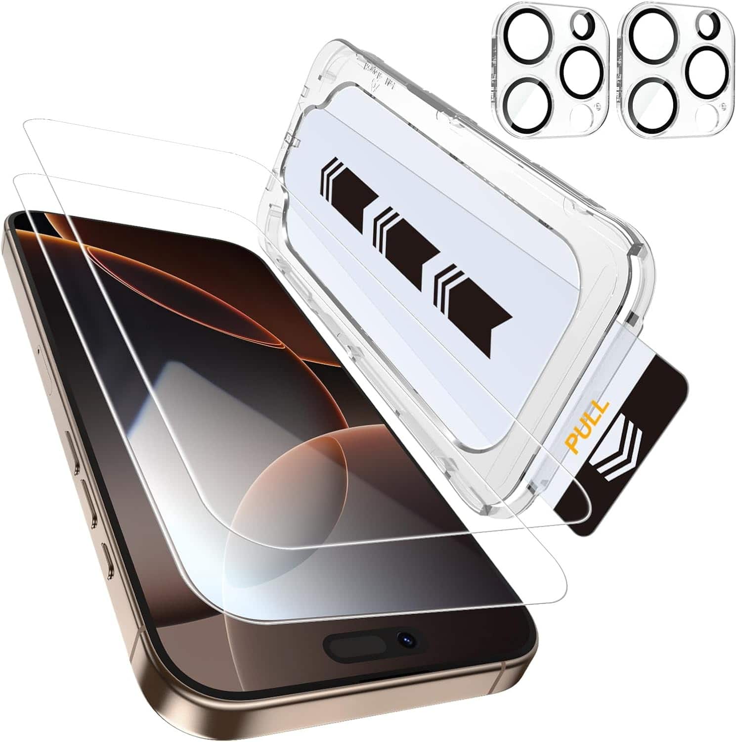 PARKER SLATER - 2+2 Pack iPhone 16 Pro 6.3" Screen & Camera Lens Protector, Auto-Alignment, Shatterproof - Clear