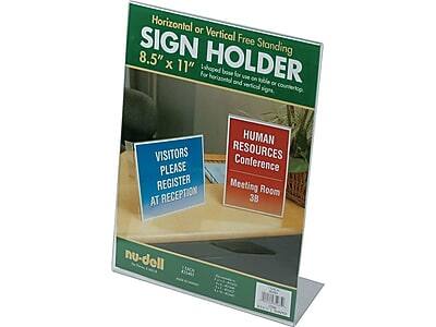 Horizontal or Vertical Free Standing SIGN HOLDER
8.5" x 11"
L-shaped base for use on wall or counter top.
For horizontal and vertical signs.
VISITORS PLEASE REGISTER AT RECEPTION
HUMAN RESOURCES Conference Meeting Room 3B
nu-dell