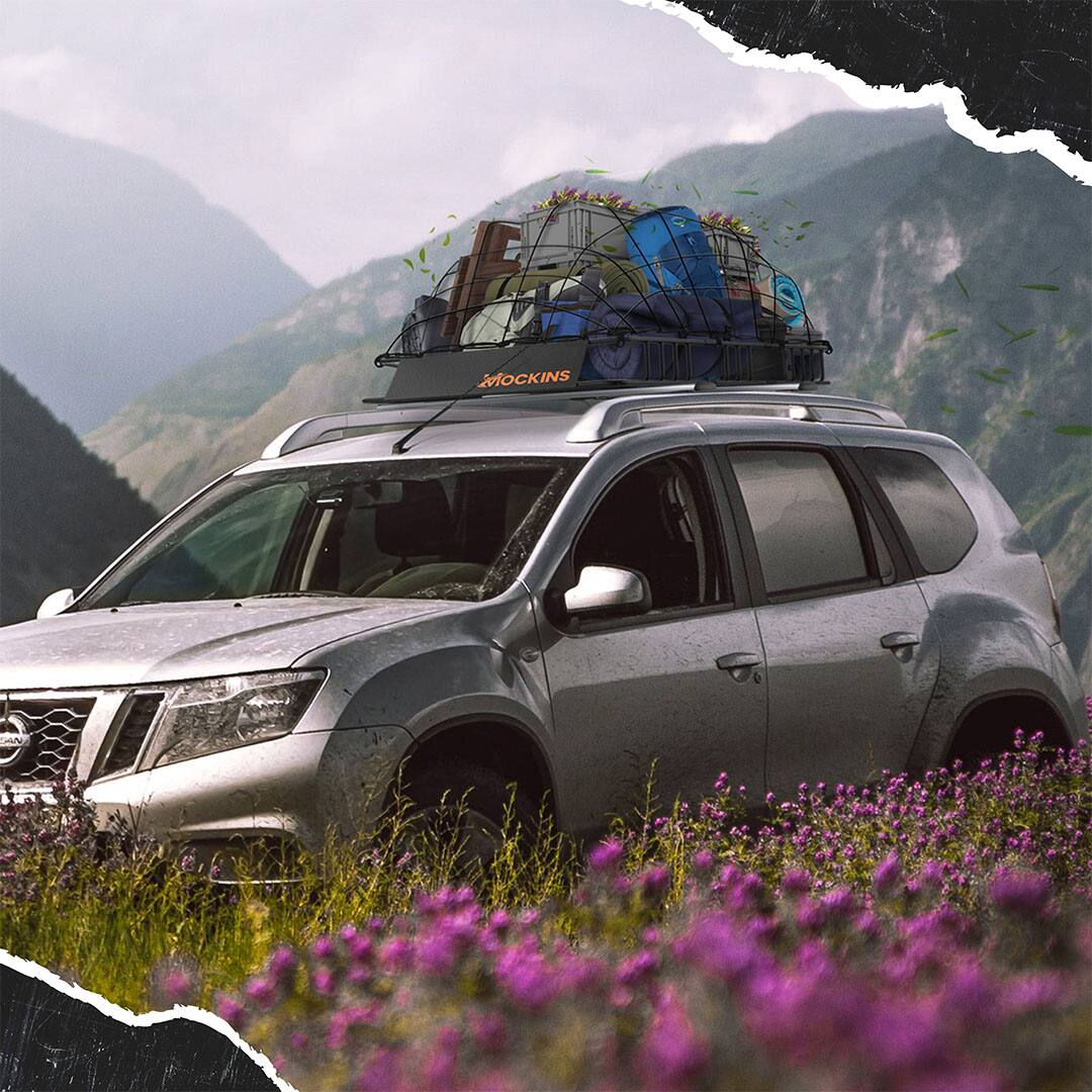 Alt View 4. Mockins - 84 in. x 39 in. x 6 in. Extendable Rooftop Cargo Carrier with Cargo Net and Straps.