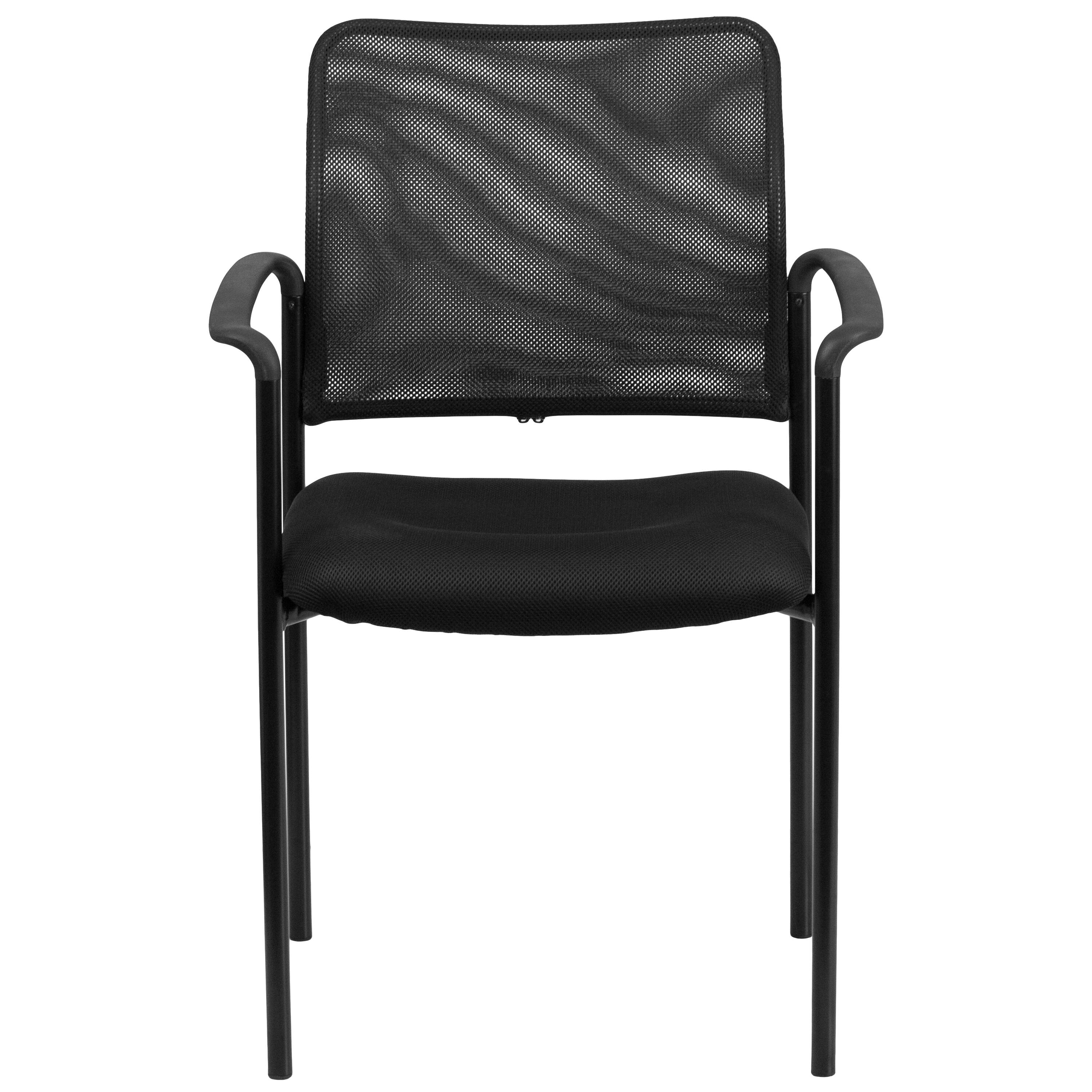 Alt View 7. Emma + Oliver - Mesh Comfortable Stackable Steel Side Chair with Arms - Black.