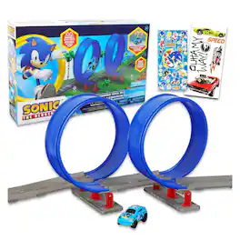 Forever Clever - Sonic The Hedgehog Turbo Speed Double Loop Buildable Track Set - Multi-Colored