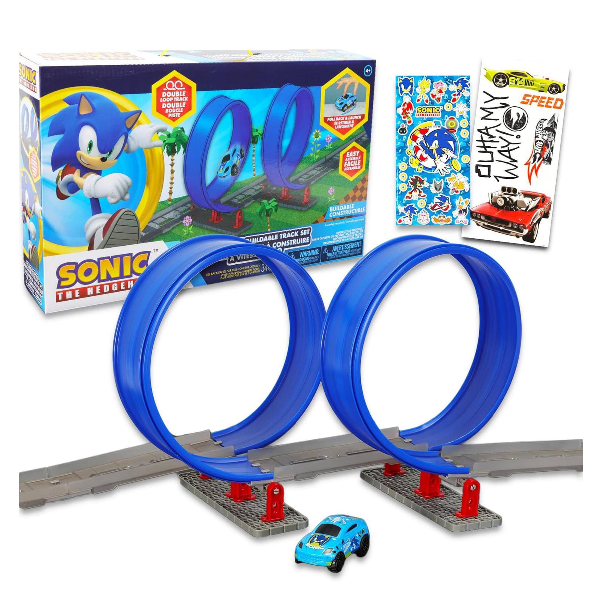 Forever Clever - Sonic The Hedgehog Turbo Speed Double Loop Buildable Track Set - Multi-Colored