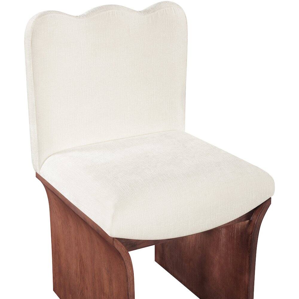 Alt View 3. Meridian Furniture - Shaw Cream Chenille Fabric Upholstered Dining Chair - Brown.