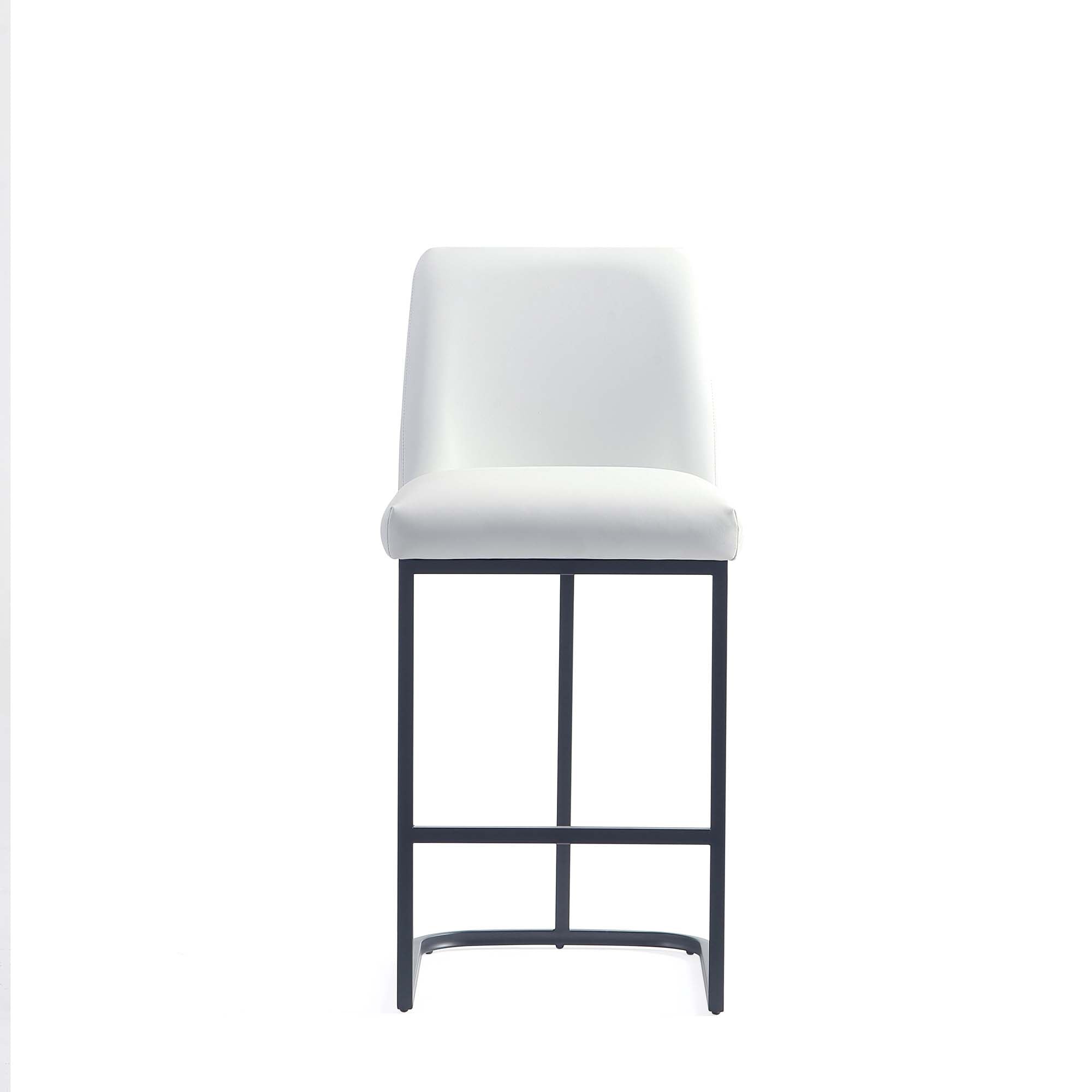 Alt View 2. Manhattan Comfort - Serena Modern Metal Upholstered Counter Stool - Set of 3 - White.
