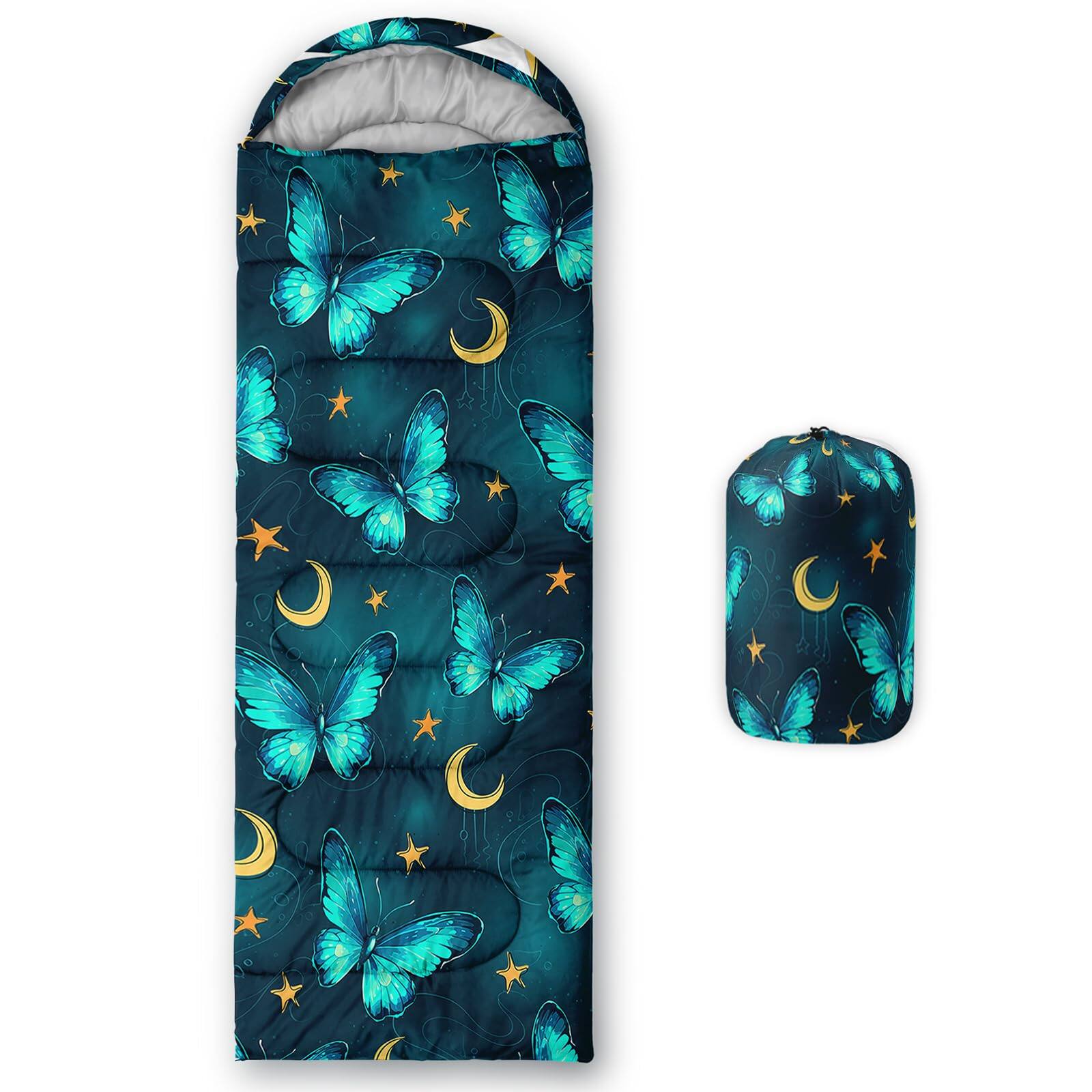 Skar Audio - Camping Sleeping Bags 3 Season Warm & Cool Weather Lightweight Waterproof For Adults Traveling And - Butterfly 20 Standard